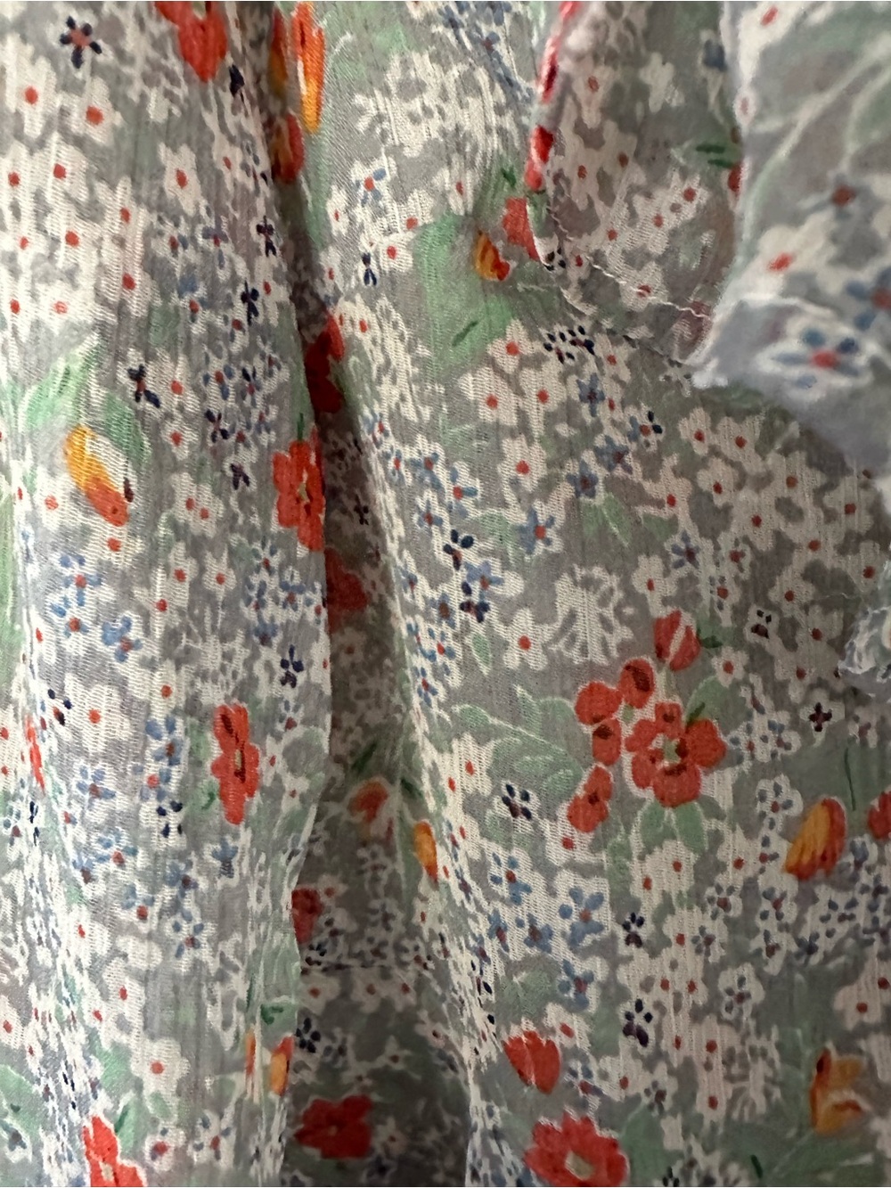 Dizzy Lizzie S Floral Ruffle Tie-Front Blouse - Light Blue with Orange Floral - Picture 5 of 5